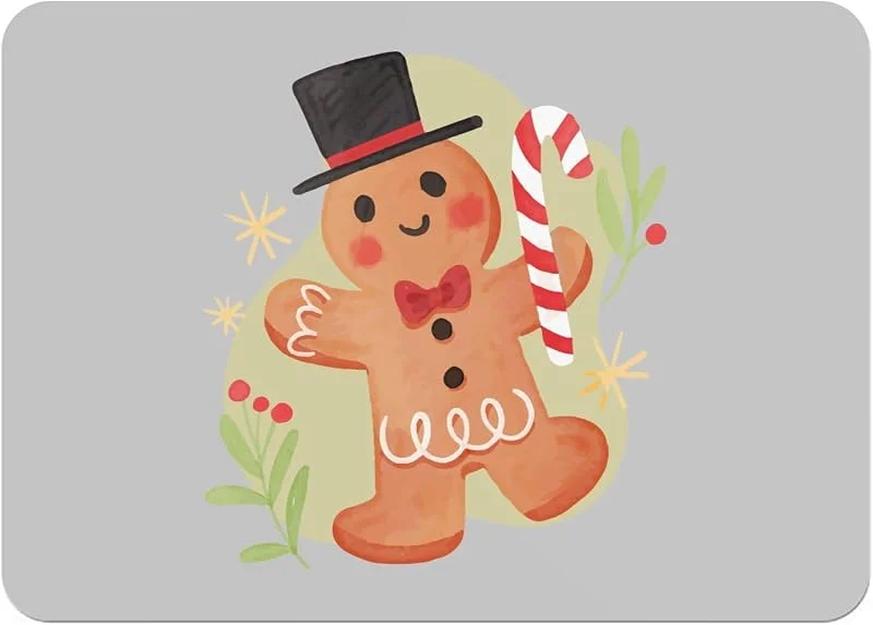Marke: Fabulous Platzset mit Unterseite aus Kork, Grau, Lebkuchenmann, Weihnachtsmotiv, groß, 39, 5 x 28, 5 cm — Küche & Haushalt