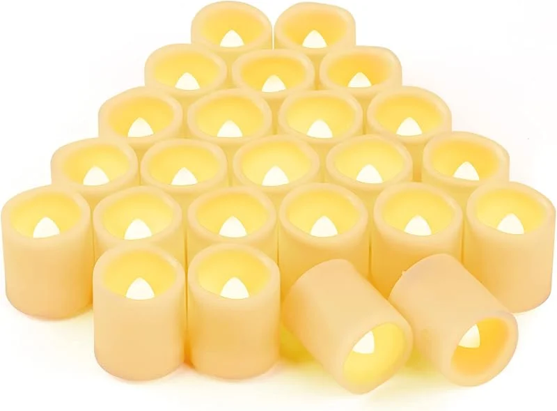 Besuche den CANDLE IDEA-Store 24 Stück 4, 5 cm warmweiße batteriebetriebene flackernde LED-Teelichter, flammenlose elektrische Votivkerzen für Hochzeit, Festivalfeier, Party, Halloween und Weihnachtsdekoration — Advent und Tisch