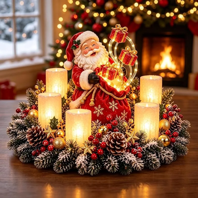 Marke: Generic Weihnachtliche Tischdeko mit Flammenlosem Kerzenlicht(Weihnachtsmann) — Advent und Tisch