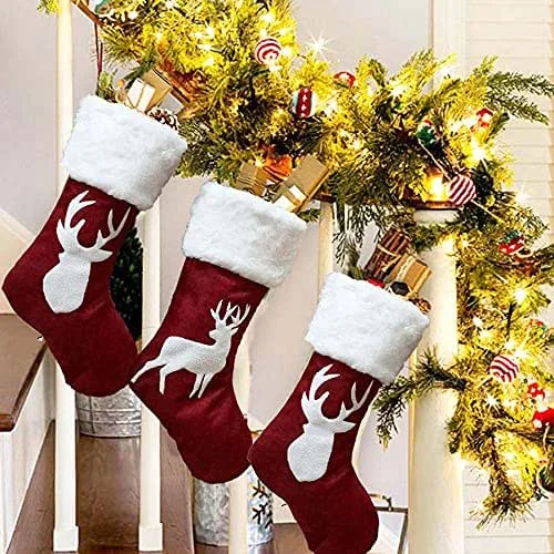 Marke: Ruimifos Nikolausstrumpf 4er Set, Weihnachtsstrumpf Groß Nikolausstrumpf Weihnachtssocken, Baumdekoration, Geschenktasche Weihnachtsgeschenktasche, Hängende Strümpfe für auf Kamin, Weihnachtsdeko