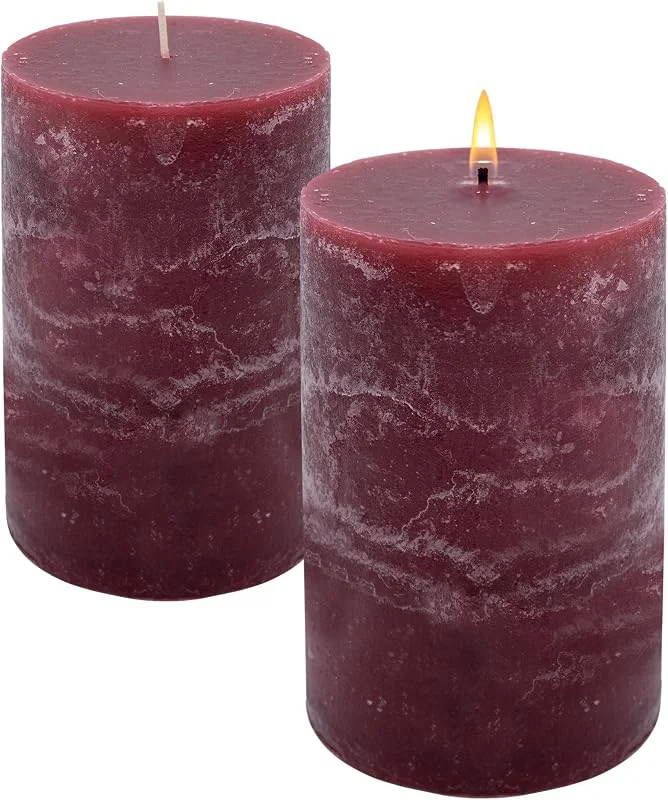 Besuche den Spetebo-Store XL Echtwachs Stumpenkerze rustikal 2er Set 15 x 9 cm bordeaux rot — Advent und Tisch