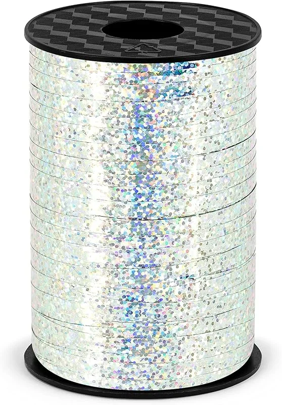 Besuche den PartyDeco-Store Unbekannt Kräuselband, Geschenkband, 5mm, 225m Silber Hologramm PRH5-018 — Geschenkverpackung