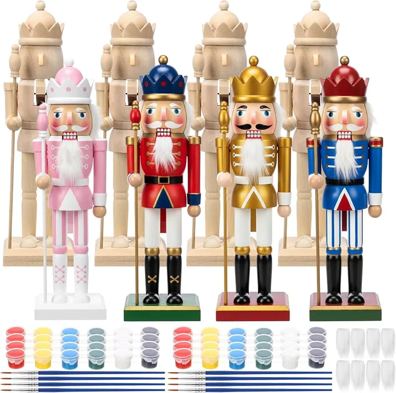 Marke: Hiboom Hiboom 8 Set Weihnachten unlackierte Nussknacker Holz 25 cm King — Küche & Haushalt
