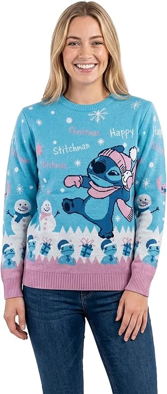 Marke: Lilo and Stitch Lilo & Stitch Happy Stitchmas Snowball Frauen Weihnachtspullover Multicolor — Weihnachtsmode