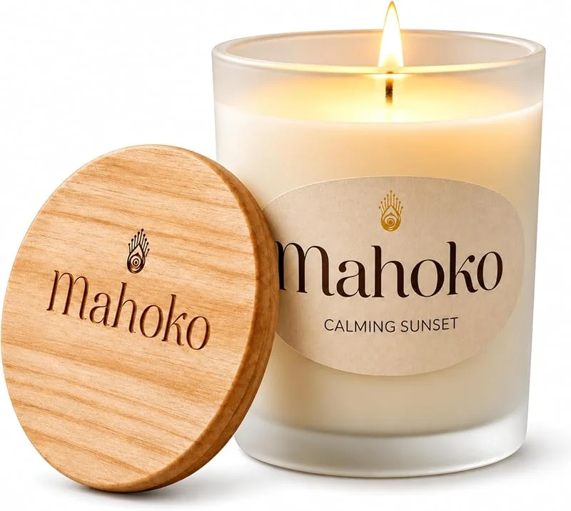 Besuche den Mahoko-Store Duftkerze im Glas Sandelholz 100% Sojawachs Kerze 45h Brenndauer — Kerzenlicht Abendessen