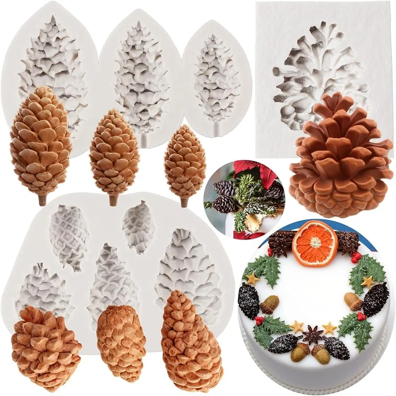 Marke: MYPRACS Tannenzapfen Kuchen Fondant Form Tannenzapfen Silikon Schokoladenform Für Kuchendekoration Cupcake Topper Zuckerhandwerk Gummipaste Polymer Ton 3er Set — Weihnachtskueche