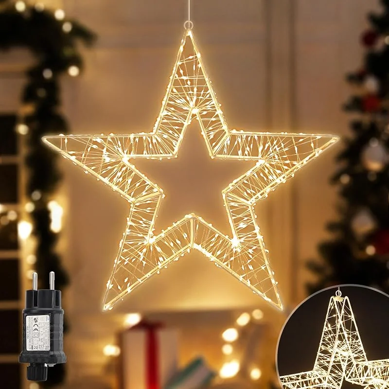 Besuche den SALCAR-Store SALCAR 45cm 720 LED Weihnachtsstern Beleuchtung Hängend Storm Fensterdeko — Weihnachtsdeko