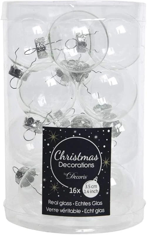 Marke: Izaneo 16 Weihnachtskugeln Glas 35mm klar, transparent Weihnachtskugeln Baumkugeln Christbaumkugeln Christbaumschmuck Christbaum-Kugeln Mini Dose 16 Stück Weihnachten Mini Stück, transparent — Weihnachtsdeko