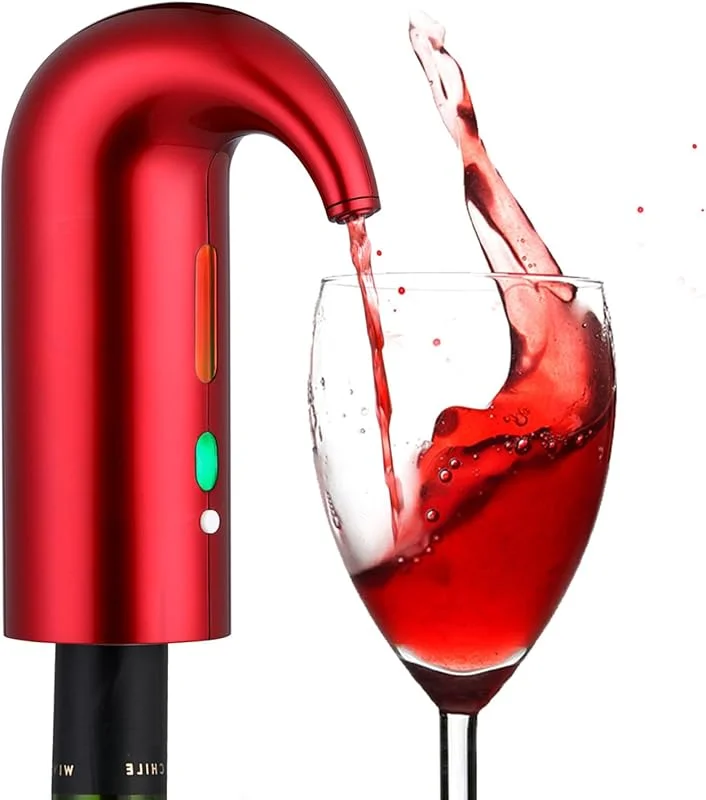 Besuche den NK-Store NK Elektrischer Wein Dekanter, Automatische und tragbare Belüftung, USB-wiederaufladbar, Enthält Silikonschlauch und Stofftasche, Filter und ON, OFF-Taste, 1500 mAh Batterie - Farbe Rot — Wein und Festtafel
