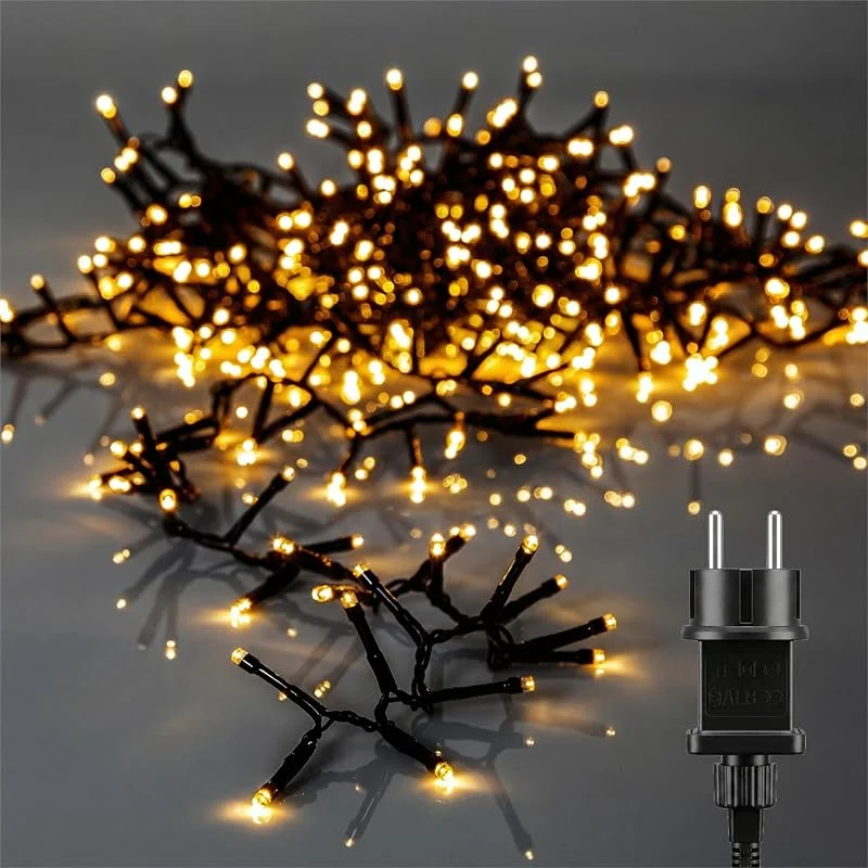 Marke: LEDs24.com Lichterkette außen 24 m 1200 LEDs Cluster warmweiß Strom — Weihnachtsbeleuchtung