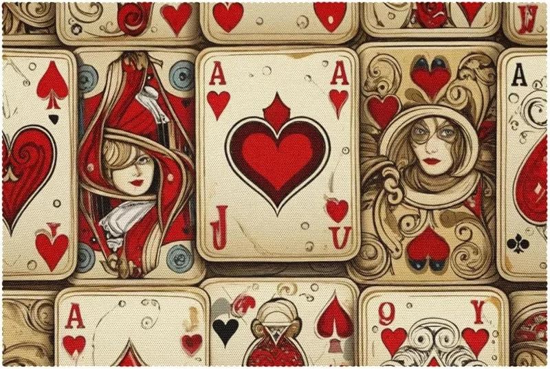 Marke: VAPOKF Poker-Karten-Platzsets, waschbar, rutschfest, für Weihnachten, Urlaub, Geburtstag, Party, 1 Stück, Rot — Küche & Haushalt