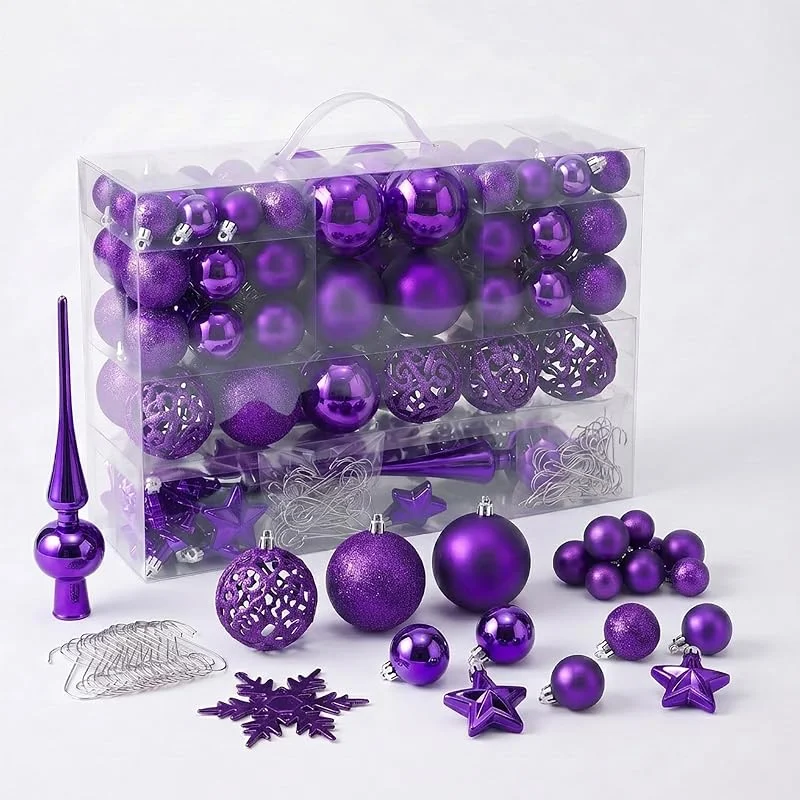 Besuche den Spetebo-Store Kunststoff Christbaumkugel Set 111-teilig bruchsicher - lila — Weihnachtsdeko