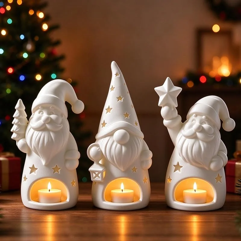 Besuche den Lergas-Store Weihnachts Wichtel Kerzenhalter 3 Stück, 3D PLA Teelichthalter (A) — Advent und Tisch