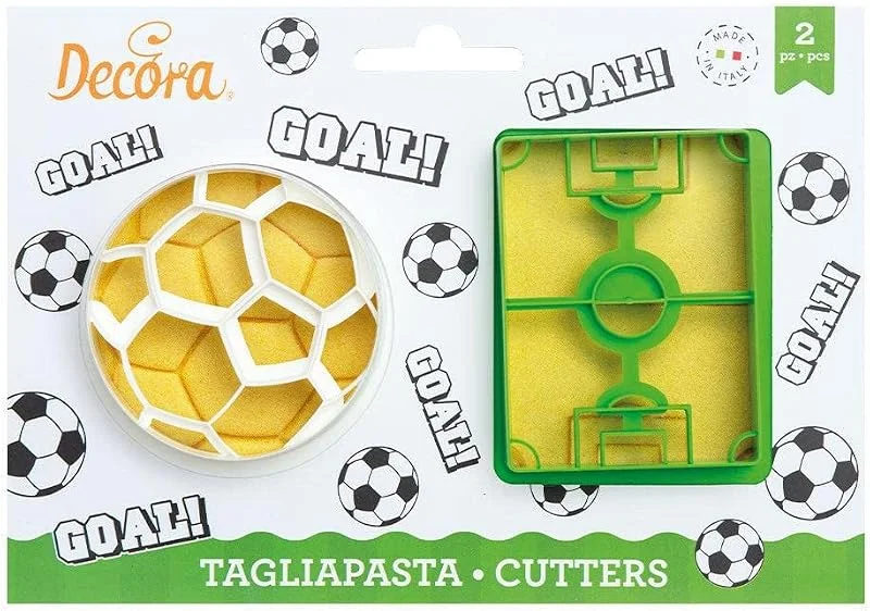 Marke: Decora DECORA, 0255048 Fußball-Ausstechformen-Set, Ballform + Fußballfeldform, Das ideale Set für die Herstellung von Fondant- oder Gummi-Dekorationen, Hergestellt in Italien, Originaldesign. Packung mit 2. — Weihnachtskueche
