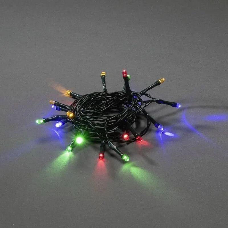 Besuche den Konstsmide-Store Konstsmide LED Lichterkette, mit an, aus Schalter, 6h Timer, 10 bunte Dioden, batteriebetrieben, Innen, grünes Kabel, 2 x AA 1.5V (exkl.) - 1407-500 — Weihnachtsbeleuchtung