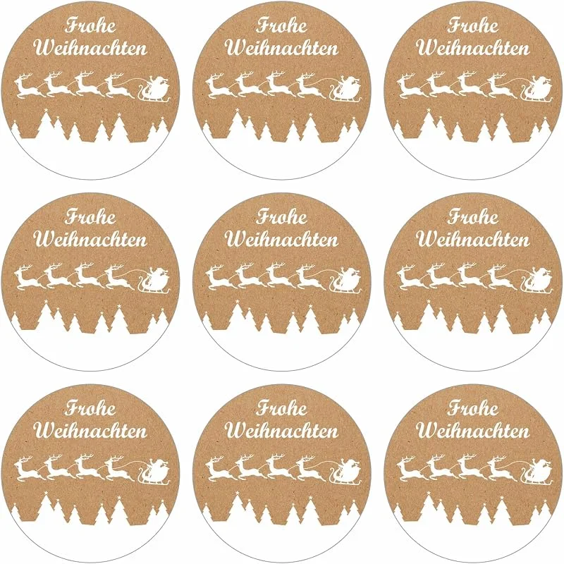 Besuche den INDIGOS UG-Store INDIGOS UG - Aufkleber Weihnachten - Frohe Weihnachten - Rentier - 35 Stück - 40mm - selbstklebende Weihnachtsetiketten mit Kraftpapieroptik Dekoration für Weihnachtsgeschenke & Adventskalender — Geschenkverpackung