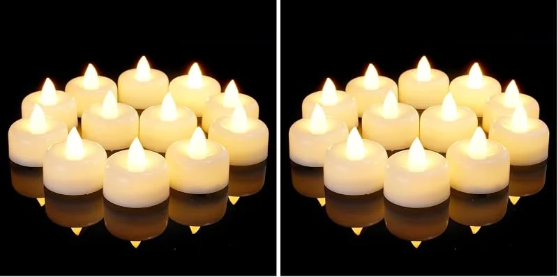 Besuche den AMAGIC-Store AMAGIC LED Teelichter mit Batterie, 24er, warmweiß Licht, weißshülle (Packung mit 2) — Kerzenlicht Abendessen
