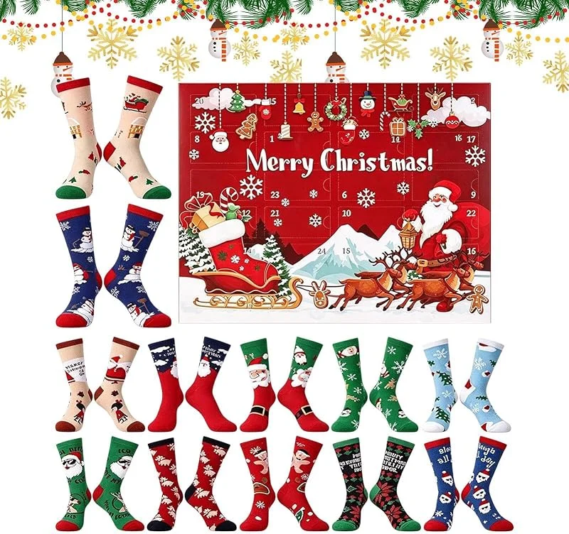 Marke: Generisch Weihnachtskalender Advent 2026 24 Tage Lustige Süße Festliche Weiche Socken — Weihnachtsdeko