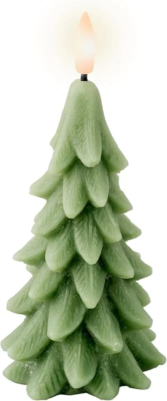 Marke: Kaemingk Kaemingk LED Kerze Tannenbaum 15, 5x7cm aus Wachs mit Timer Grün - Warmweiß — Weihnachtsbeleuchtung