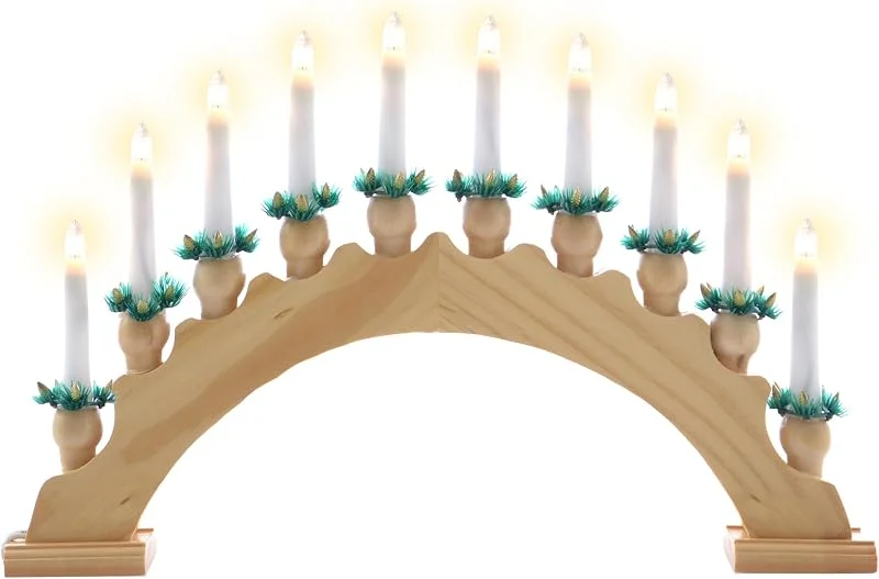 Marke: Nipach GmbH Nipach Schwibbogen aus Holz Braun - 10 LED Leuchtfarbe: Warm-Weiß — Weihnachtsdeko