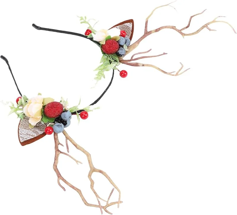 Besuche den Irfora-Store Irfora Hirsch Stirnband mit Kunstblumen und Ohren — Weihnachtsmode