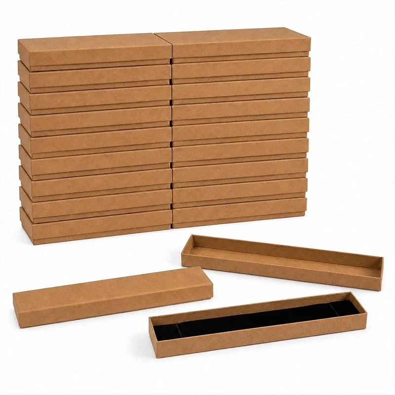 Besuche den emartbuy-Store Emartbuy Set von 24 Braunes Quadrat Karton Schmuck Stift Schachtel, Geschenkbox für Jubiläen, Hochzeiten, Geburtstage Größe - 21 cm x 4 cm x 1.8 cm — Geschenkverpackung