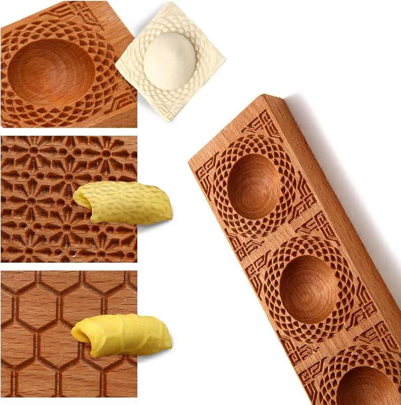 Marke: Yaoxianwu Ravioli-Form aus Holz – handgefertigte Ravioli-Form, frische Pasta, Stempelbrett, gefüllte Plätzchen, Spaghetti, Makkaroni, 3-in-1-Kombination, DIY-Küchen-Backwerkzeug — Weihnachtskueche