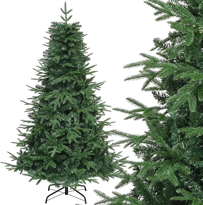Besuche den YITAHOME-Store YITAHOME 182cm Künstlicher Weihnachtsbaum, PE Spritzguss & PVC wie Echt ca. 900 Spitzen, Naturgetreu Tannenbaum mit Metallständer & Klappsystem-Rahmen, Schnellaufbau Christmas Tree, 182 x Φ90cm — Weihnachtsdeko