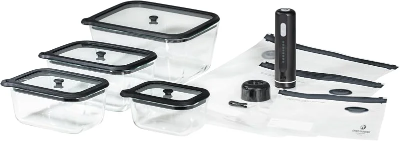 Besuche den Chef Cuisine International-Store CHEF CUISINE Vakuum Starter-Set Professional, 16-tlg., Glas, Deckel, Pumpe — Wein und Festtafel