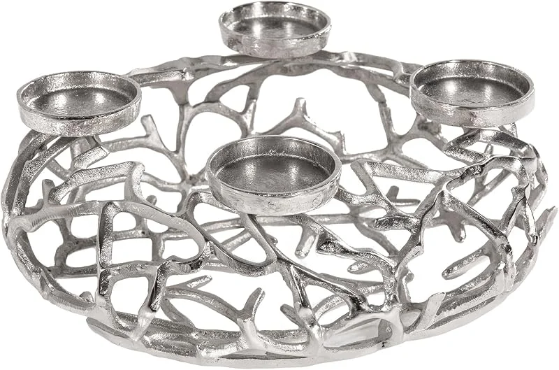 Besuche den Riess Ambiente-Store Kerzenhalter Abstract 38cm - Silber - Aluminium AST-Design — Advent und Tisch
