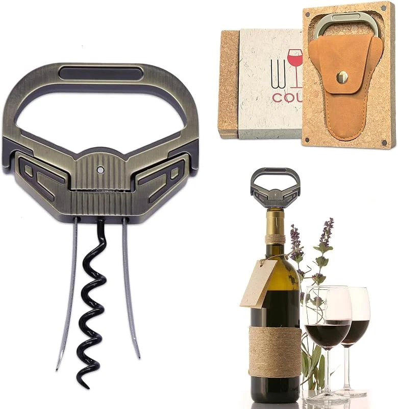 Besuche den OHAANYY-Store 3in1 Korkenzieher Wein Ah So Weinflaschenöffner Vintage Rotkupfer, Bronze-AR — Wein und Festtafel