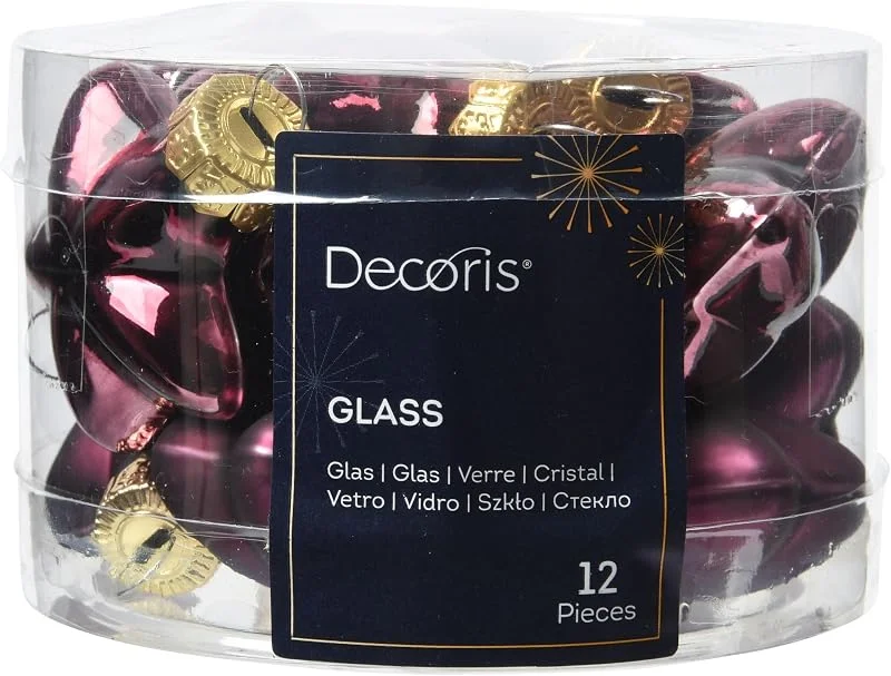 Marke: Kaemingk Christbaumschmuck Sterne Glas 4cm x 12 Stück - Glassterne Christbaumkugeln Weihnachtskugeln Weihnachten - Weihnachtsbaumschmuck Dunkel Mauve — Weihnachtsdeko