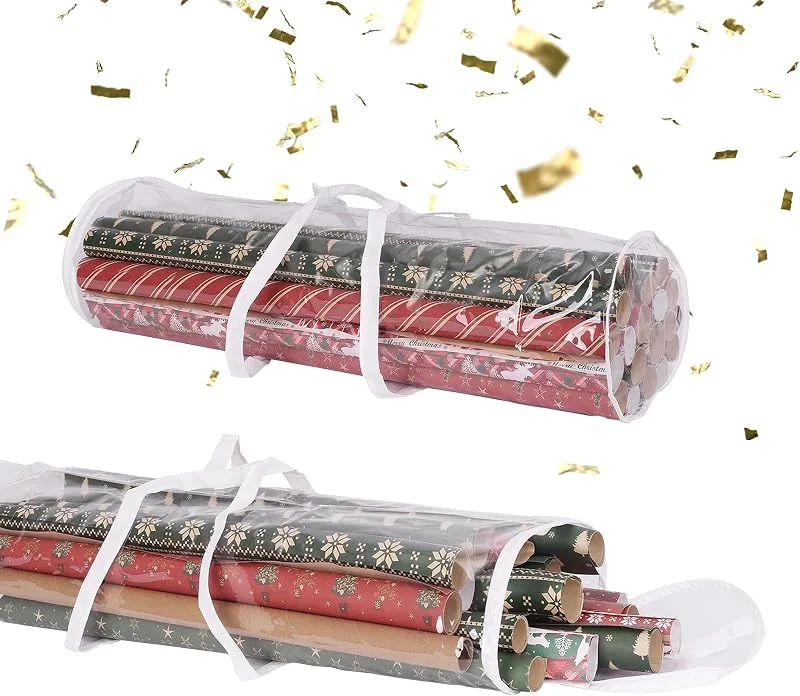 Besuche den Relaxdays-Store Relaxdays Geschenkpapier Aufbewahrung, 2er Set, Reißverschluss, transparent — Geschenkverpackung