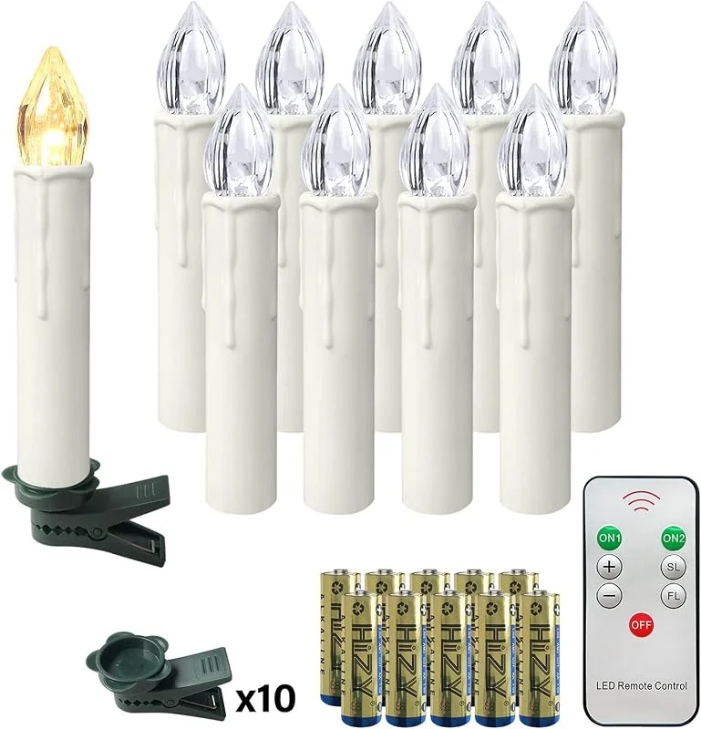 Besuche den NAIZY-Store NAIZY 10 stück LED Kerzen mit Timerfunktion IP44 Stumpenkerzen, Warmweiß — Weihnachtsbeleuchtung