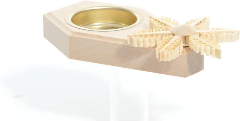Besuche den Rudolphs Schatzkiste-Store Rudolphs Schatzkiste Tischschmuck Teelichthalter mit Stern BxHxT=13x3x6, 5cm NEU Kerzenständer Weihnachten Kerze Holzschmuck Holz Seiffen Erzgebirge Dekoration Spanbaum — Advent und Tisch