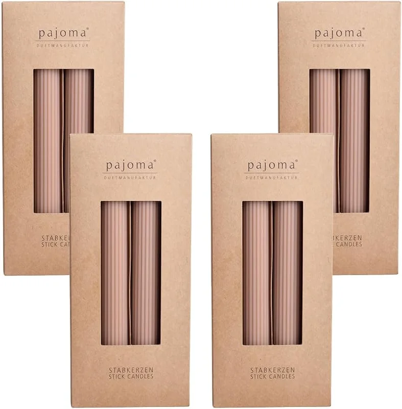 Besuche den pajoma-Store Geriffelte Stabkerzen Nude - 16 Stück, Höhe 23 cm Ø 2.5 cm - Brenndauer 19 Stunden, 20% Soy wax + 80% Paraffin - einfarbige Kerzen, pajoma® — Kerzenlicht Abendessen
