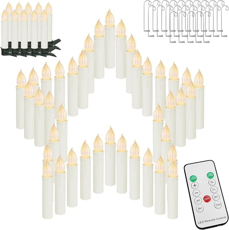 Besuche den FIVMEN-Store FIVMEN 40 Stück LED Kerzen mit Timerfunktion Christbaumkerzen Warmweiß — Weihnachtsbeleuchtung
