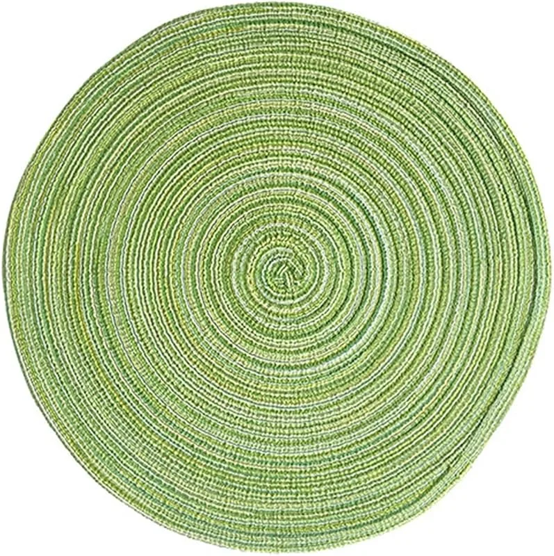 Besuche den Epinki-Store Epinki Tischsets Platzsets Abwaschbar Weihnachtlich Rund, 2Pcs Set 36CM Platzsets Waschbar Kreis Gewebt Muster Hitzebeständige aus Polyester, Tischuntersetzer Esstisch Grün für Küche Restaurant — Küche & Haushalt