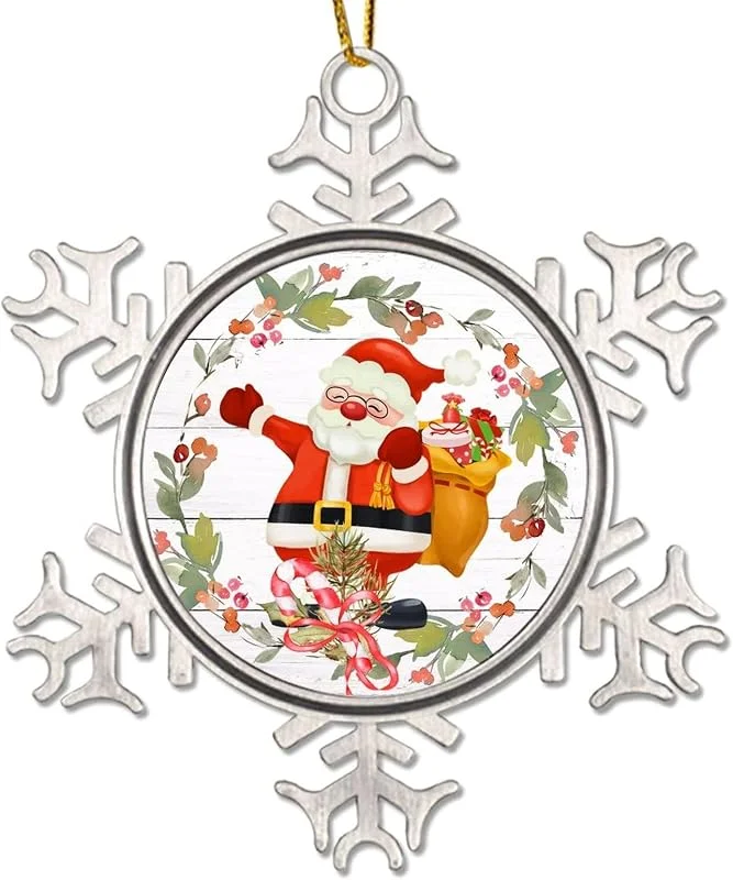 Marke: CowkissSign Weihnachtsmann Schneeflocke Metall Weihnachtsbaum Andenken Vater Weihnachtskranz Xmas Tree Ornaments Santa Claus Weihnachtsbaum Dekoration Andenken Winter saisonal — Weihnachtsdeko