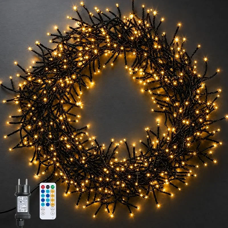 Marke: LEDYA LEDYA Cluster Lichterkette Außen mit Stecker, 12 m, 1000 LEDs, Warmweiß — Weihnachtsbeleuchtung
