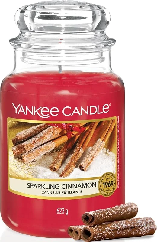 Besuche den Yankee Candle-Store Yankee Candle Duftkerze im Glas (groß), Sparkling Cinnamon, Brenndauer bis zu 150 Stunden — Kerzenlicht Abendessen