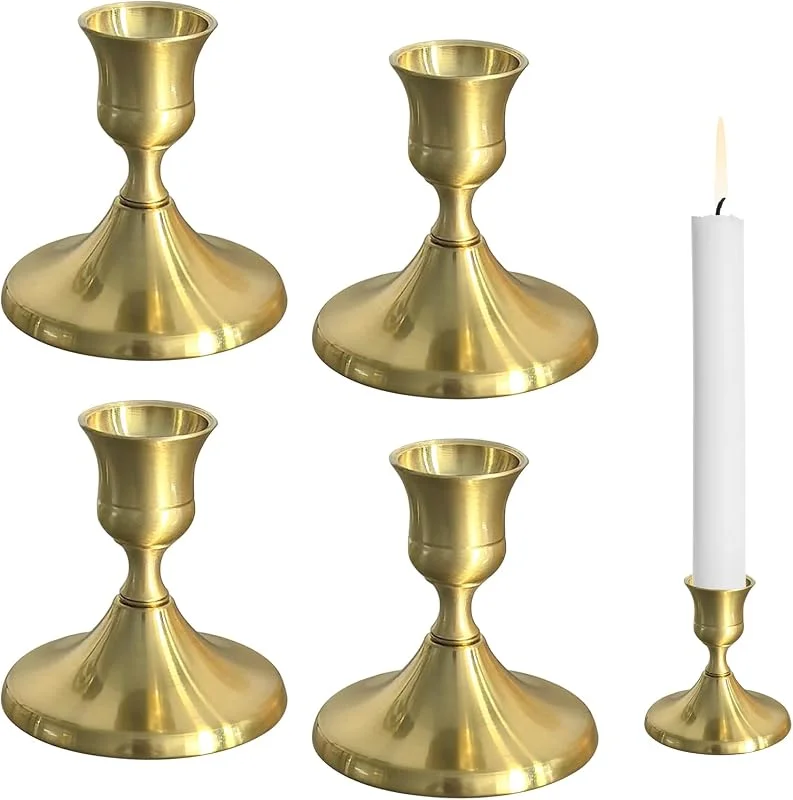 Marke: Yearninglife 4er Set Kerzenständer, Kegel Kerzenhalter für Kerzenständer, Metall KegelKerzenleuchter Vintage Dekoration, KegelKerzenleuchter, Vintage Tischdekfür Hochzeit, Weihnachten, Wohnzimmer, Hochzeitszeremonien — Kerzenlicht Abendessen