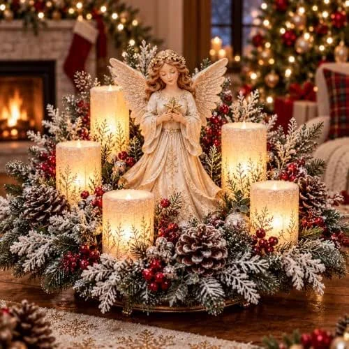 Marke: Generic Beleuchtetes Weihnachtsgesteck - Tischdeko Weihnachten -Adventskranz，D — Advent und Tisch
