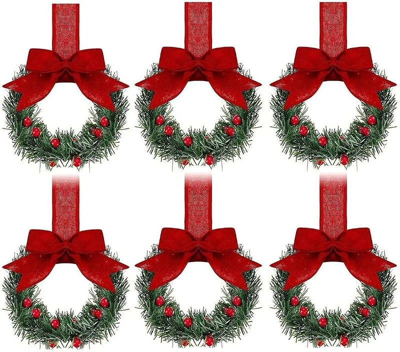 Marke: Generic Kleine Kränze Weihnachten Schleifen Fenster Beeren Deko（rot Leinen） — Weihnachtsdeko
