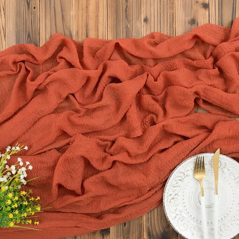 Besuche den AOKSUNOVA-Store AOKSUNOVA Käsetuch Tischläufer Musselin Hochzeit Dekostoff Terracotta — Küche & Haushalt
