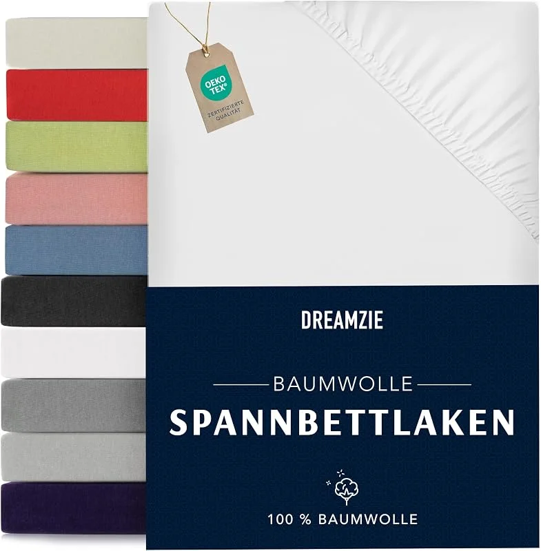 Besuche den Dreamzie-Store Dreamzie - Spannbettlaken - 180x200cm - 100% Baumwolle Jersey — Wein und Festtafel