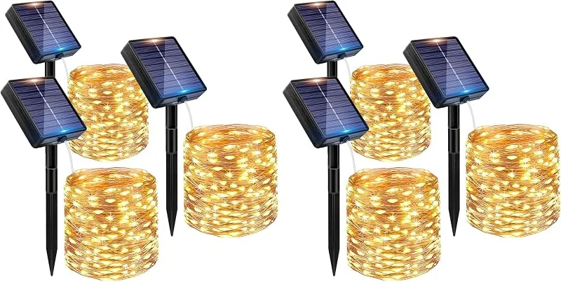 Besuche den Peasur-Store Peasur 3 Stück Solar Lichterkette Outdoor, 3x12M 120 LED Lichterkette Außen (Packung mit 2) — Weihnachtsbeleuchtung