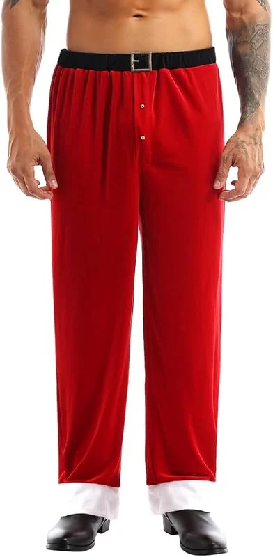 Marke: ranrann ranrann Weihnachten Hose Herren Nikolaus Kostüm Samt Pants mit Gummizug Männer Weihnachtsmann Cosplay Christmas Outfits Fasching — Weihnachtsmode