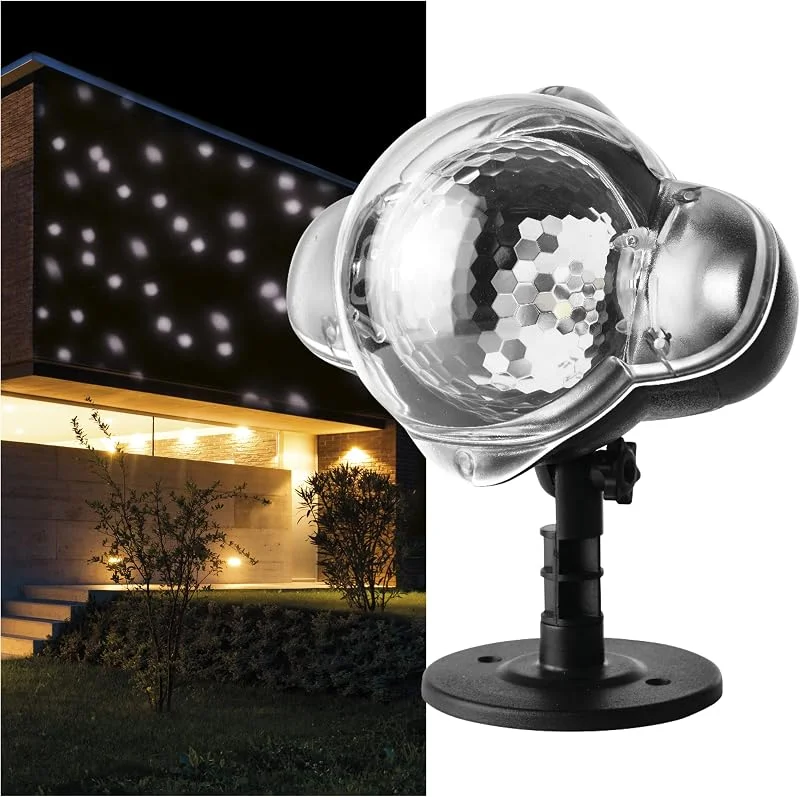 Besuche den EMOS-Store EMOS Schneefall LED Projektor, weiß, fliegender Schnee, effektvolle Wandbeleuchtung, Fassaden-, Wand- und Mauer-Projektion, IP44, Weihnachtsbeleuchtung für Außen & Innen, 3m Kabel, Schwarz, DCPC03