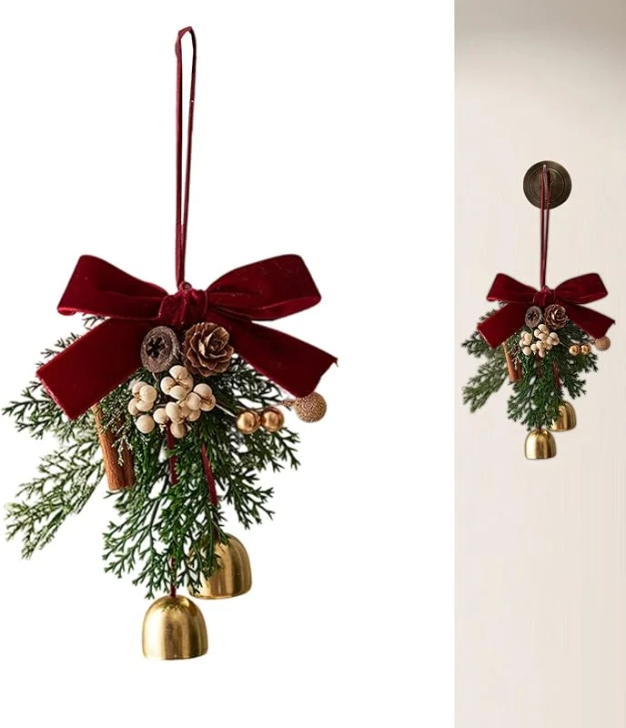 Marke: Generisch Weihnachtsblumen Ring Glocke, Weihnachts-Türhänger Mit Schellen, Weihnachtskranz-Schleifen Mit Schellen Und Tannenzapfen Für Eingang Vorbau Innenwand Fenster Kaminsims Kamin — Weihnachtsdeko